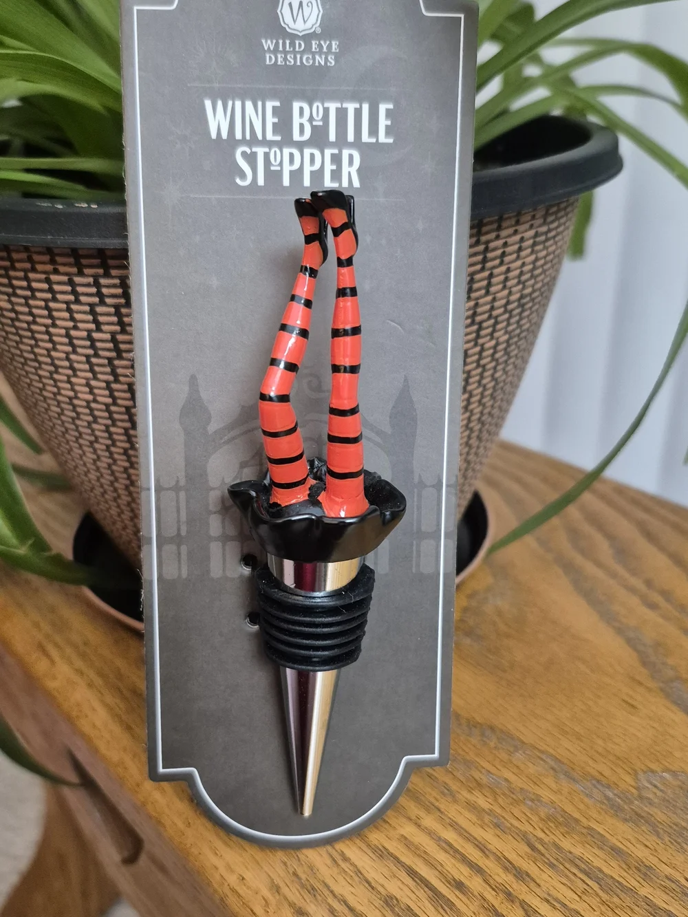 Red Striped Witch Legs Wine Bottle Stopper